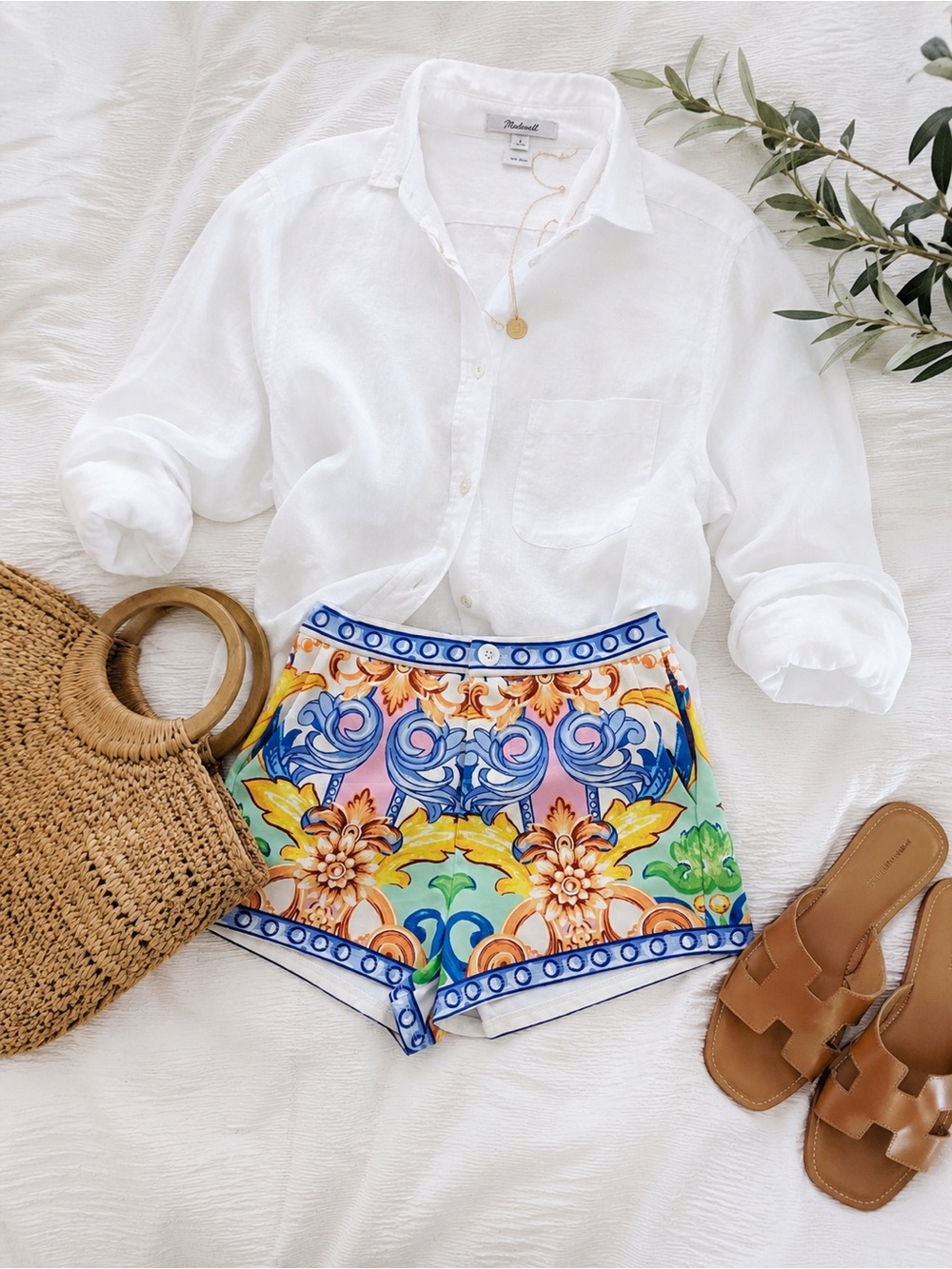 Her Bottari Baroque Print Resort Shorts Size Small Coastal Mediterranean Style